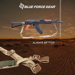 Limited Edition VCAS Desert Tiger Stripe Sling on an AK #BlueForceGear #AlwaysBetter #VickersSling #LAV #VCAS #tactical #tacticalgear #military #lawenforcement #police #ThinBlueLine #outdoors #shooting #milsim #AK #airsoft #tacticool #pewpew #pewpewlife | Blue Force Gear, Inc.