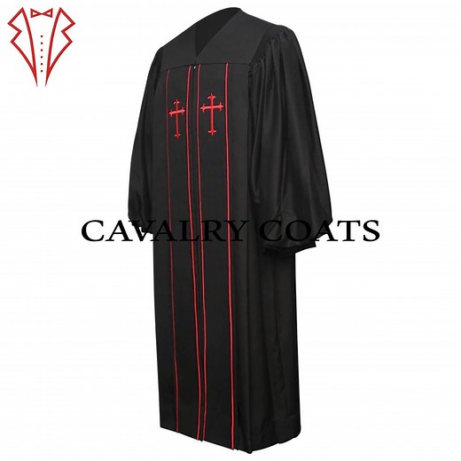 Cotton Clergy Robe: Unisex Liturgical Pastor Robe With Red Cross - Etsy UK