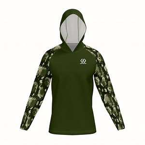 [Hot Item] Custom Green Camo Sun Protection Summer Long Sleeve Fishing Shirts with Hoodies