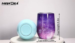 NEWBEA 12 oz Wine Tumbler with Lid, Double Wall Vacuum Insulated Stemless Glass, Stainless Steel Wine Cup Perfect for Wine, Coffee, Drinks, Champagne, Cocktails