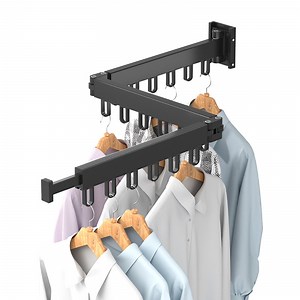 [Hot Item] Aluminum Home Folding Clothes Hanger Wall Mount Retractable Cloth Drying Rack