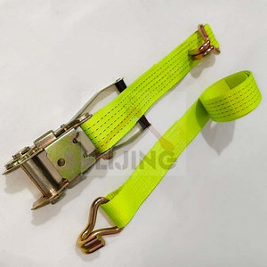 [Hot Item] High Visibility 5t 50mm Fluorescent Green Ratchet Tie Down Strap Cargo Lashing for Truck Logistics