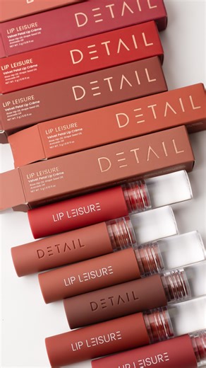Lip Leisure Combos as seen on our favorite DETAIL Girls. Lip Leisure is made with the creamy comfort of a velvet lip cream that is packed with pigment. It glides smoothly and feels weightless, delivering rich color payoff. Powered by Rose Hip Oil, Grape Seed Oil, and Avocado Oil, it’s proven to hydrate, and smooth lips with every wear. #DetailCosmetics #IntentionalBeauty #LipLeisure #LipCombo | Detail Cosmetics