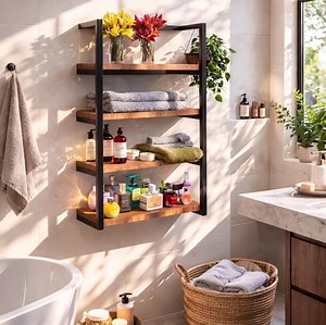 Handcrafted Industrial Wall Shelf – 4-tier Wood & Steel Floating Rack - Etsy Canada