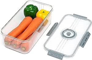 Vegetable and Fruit Storage Containers for Fridge Organizer Refrigerator,refrigerator organizer bins(Va-Stackable-Grey)