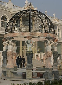 [Hot Item] Luxury Outdoor Decoration Garden Large Sculpture High Quality Marble Stone Gazebo Statue