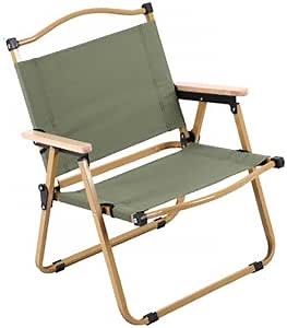 Portable Folding Outdoor Camping Chair Beach Chair with Wooden Handle, Stable Portable Compact for Outdoor Camp, Travel, Beach, Picnic, Hiking, Supports 330Lbs (Green Medium Size)