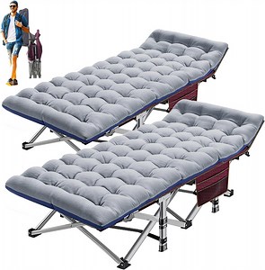 ABORON 2 Packs Folding Camping Cot, Folding Guest Bed for Adults, Portable Heavy Duty Sleeping Cots with 2 Sided Mattress & Carry Bag