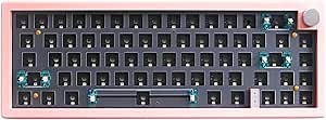 BOYI GMK67-65% Keyboard Kit,Hot-Swappable Bluetooth 5.0/2.4G/Type-C Tri-Mode Wireless RGB Mechanical Keyboard PCB Mounting Plate Kit EVA Sound Insulation Mat,Customized Keyboard Kit(Pink+Knob)