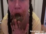 Pigtails Eating Shit