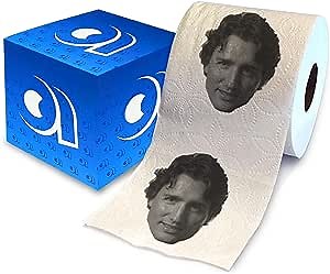 Justin Trudeau Printed Toilet Paper Gag Gift – Trudeau Funny Toilet Roll Paper For Prank, Surprise, Bathroom Decor, Face of Justin Trudeau Political Joke Novelty Gift – 500 Sheets