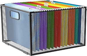 FUCDTEFC Hanging File Organizer, Mesh File Folder Box File Crate File Folder Organizer Storage Box, Letter Size