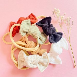 Baby Girl Bows: Waffle Knit Pigtail Set - Etsy