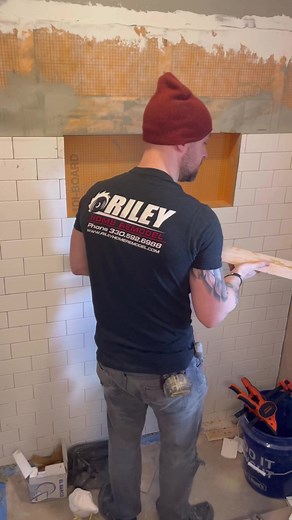 How to install and support your tile above the shower niche. #tile #tiledesign #work #construction #DIY #bathroom #shower #tileshower #niche #tools #carpentry | Seth Riley