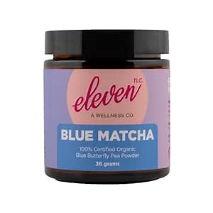 Eleven TLC, Blue Matcha Powder, Butterfly Pea Flower Powder, Matcha Blue Tea, Blue Matcha Latte, Caffeine Free Matcha, Glass Jar, 18 Servings
