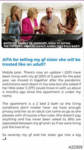AITA for telling my gf sister she will 🌾 🛵 be treated like an adult? | Reddit's Story Space