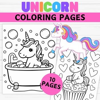 Printable Cute Unicorn Coloring Pages - Girls Unicorn Coloring Activity -Rainbow
