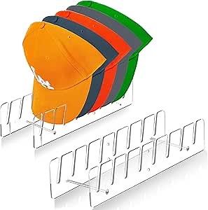 Acrylic Hat Racks for Baseball Cap Display and Organizer - 2Pack Hat Racks for 16 Baseball Caps for Bedroom,Closet, Dresser,Office Hat Rack Organizer - Hat Stand for Caps Clear