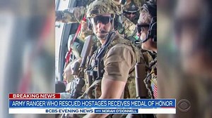 Sgt. Maj. Patrick Payne was a senior in high school on 9/11 who viewed the day as “a call to service,” he tells David Martin. Today Sgt. Maj. Payne received the nation’s highest honor for his courageous actions while under fire in Iraq during a daring hostage rescue mission. https://cbsn.ws/35vxGPE | CBS Evening News