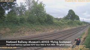 After a short visit to Toton, National Railway Museum's #ClassA3 No. 60103 'Flying Scotsman' was captured passing the historic #Wingfield station, on its return to York ℹ️ 5Z72 #Toton TMD to #York NRM 🎦 #Wingfield Derbyshire Historic Buildings Trust Wingfield Station 1947 📅 24/05/24 Derwent Valley Railway #Derbyshire | Railcam