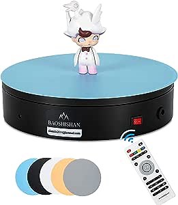 BAOSHISHAN Electric Rotating Display Stand Remote Control Motorized Turntable Display 8 Inch 44lb Load Automatic Revolving Platform for Live Video Photography Bag Models (8IN, 44LB, Black)