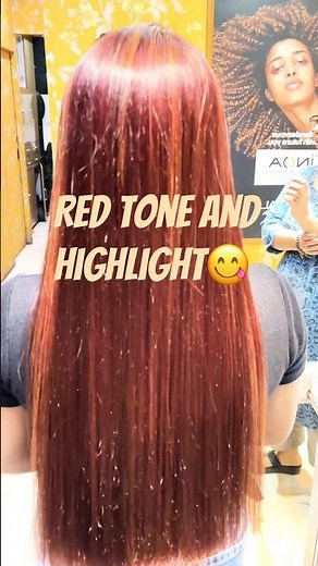 ￼ Red tone and highlight#colour # and #hair #treatment#Tending#heavenly #touch #reels #video 🌛✨