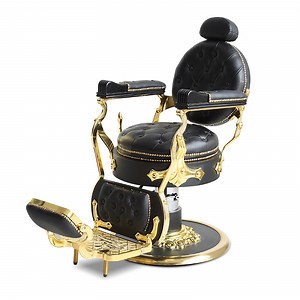 [Hot Item] Vintage Tufted Black Golden Beauty Salon Barber Furniture Chair Luxury Hair Saloon Barber Chairs for Sale