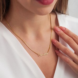 Custom Name Necklace With Box Chain Name Necklace Gold Nameplate Necklace Gift for Her Christmas Gift for Her Mothers Day Gift - Etsy