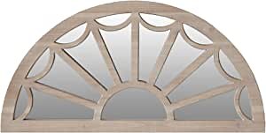 The Urban Port Window Pane Design Half Crescent Moon Shaped Wooden Wall Mirror