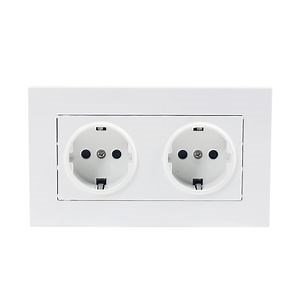 [Hot Item] EU Standard Double Germany Schuko Socket White Color 2 Gang Wall Socket