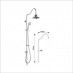 [Hot Item] Traditional Victorian Deck Mounted Bath Shower Mixer Taps, Rigid Riser Rain Head & Hand Shower Hose Set