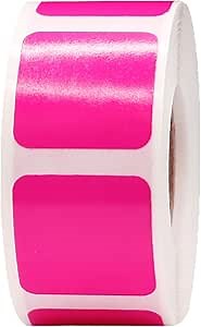 Hot Pink Color Coding Labels for Organizing Inventory and Supplies – 1 Inch Square, 500 Adhesive Stickers on a Roll – Semi-Gloss Paper – Made in The USA