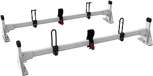Cargo Van Roof Ladder Rack Fit for Ram Promaster 2013-2023 Steel White 2 Bars