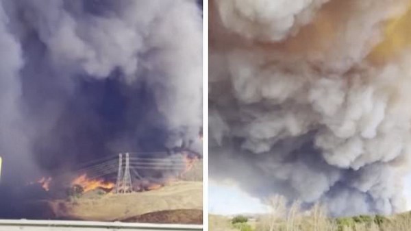 Monstrous plumes of smoke cover sky as Hughes Fire spreads rapidly