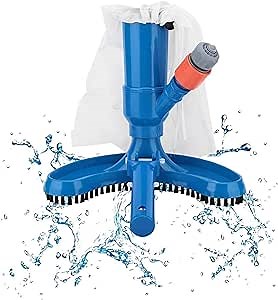 Portable Pool Spa Jet, Pool Vacuum Jet, Underwater Cleaner with Brushes & Mesh Bag Attaches to Garden Hose for Swimming Pools, Ponds & Fountains