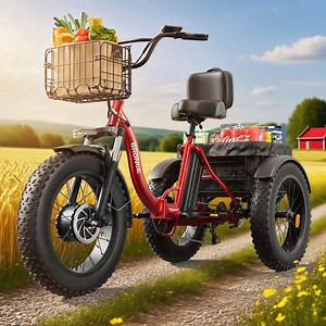 20" Electric Tricycle for Adults 960W Peak 50Miles Range 20mph Electric Trike 3 Wheel Ebikes with Fat Tires, Front & Rear Basket, 36V 15AH Battery Etrike, Step-Thru E-Mountain Bikes, UL2849 Compliant
