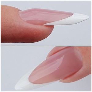 A stunning Russian almond French nail set! | MetDaan Nails