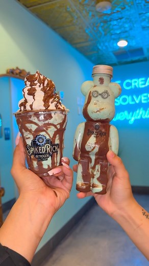 3.1K views · 3 comments | Introducing our newest treat – the Chocolate Mint Specialty Milkshake!  Available now at both our Downtown Doral and Davie, Florida locations. Come for the shake, stay for the vibes, and keep the teddy bear as a sweet souvenir! 笠 #MintToBe #MilkshakeMagic #SweetTreats | Spiked Rich Nitrogen Ice Cream | Facebook