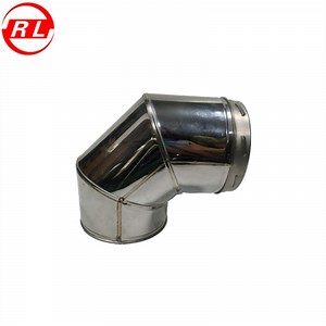 [Hot Item] 90 Degree Silver White Spiral Style Double Wall Elbow Chimney Duct