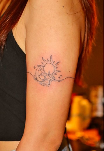Sun and Moon Upper Arm Band Tattoo by CK