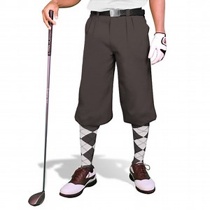 Golf Knickers - 'Par 4' Mens Charcoal Cotton/Ramie