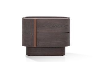 [Hot Item] Bedroom Hotel Storage Wooden Modern Hot Sale Grey Oak Leather Nightstands