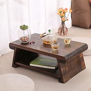 CHABUDAI Japanese Antique Tea Table Folding Legs Asian Floor Low Tea Table Wood (M)