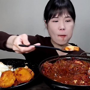 59K views · 884 reactions | Spicy Silbi Kimchi Anchovy Stew & Croquettes | Wide Glass Noodles Mukbang | Fiery ASMR Eating Show #ASMR #Mukbang #SpicyFood #KimchiStew #SilbiKimchi #KoreanFood #Croquettes #WideGlassNoodles #RealSound #EatingShow #SpicyChallenge #KimchiMukbang #FoodieLife #EatingSounds #SpicyMukbang | Riya Kapoor | Facebook