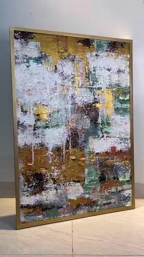 3.6K views · 13 reactions | Gold Drip An abstract piece done on a 26/38 inches canvas with textures of gold and moss green and the bold use of pure white. The careful usage of careless paint drips accentuates the beauty of this piece. To order your customised piece message us directly today! #wazeenah #madeinbangladesh #handpainted #abstract #abstractpainting #texturedpainting | Wazeenah | Facebook