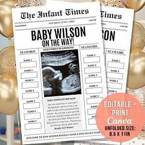 Baby Ankündigung Zeitung Vorlage Gender Reveal Spiele Zeitung Baby Ankündigung Schwangerschaft Zeitung Baby Shower Programm Baby Unterwegs - Etsy.de