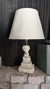 Handmade Cement Book Stack Table Lamp: Reading Girl Decor - Etsy