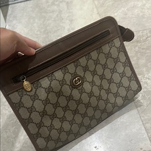 Gucci Brown and Tan Clutch with Signature Monogram