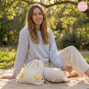 Crochet Flower Drawstring Bag Knit Cinch Pouch Beach Gym Bag - Etsy