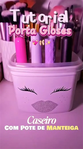 DIY lip gloss holder tutorial using a butter container #beauty #girl #shortvideo